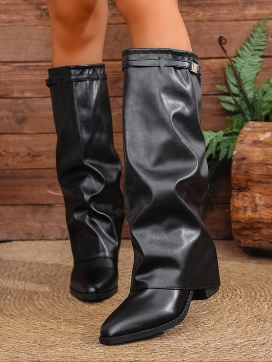 Margaux Noir Fold-over Boots