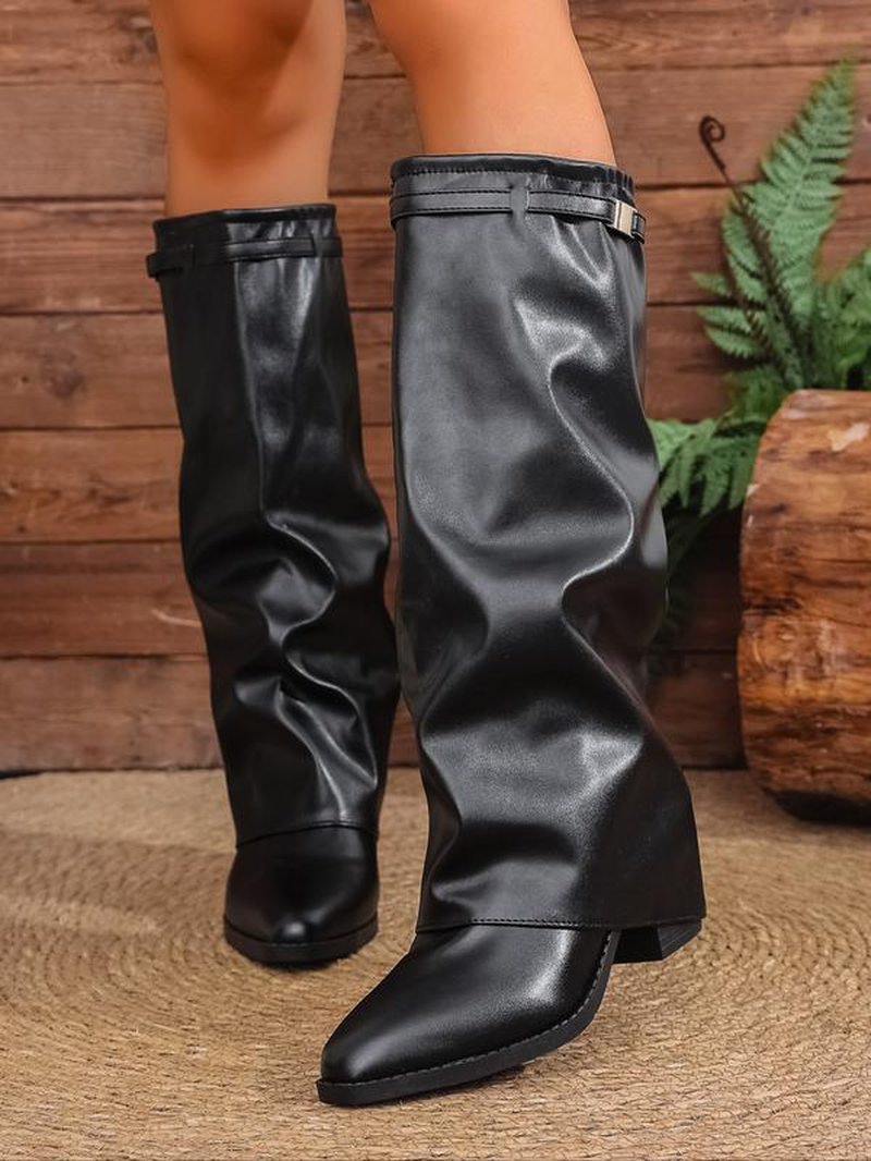 Margaux Noir Fold-over Boots