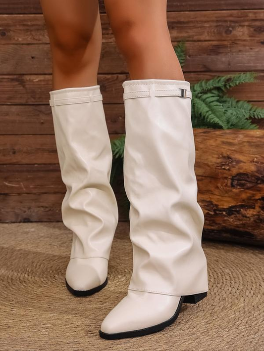 Margaux Ivory Foldover Boots