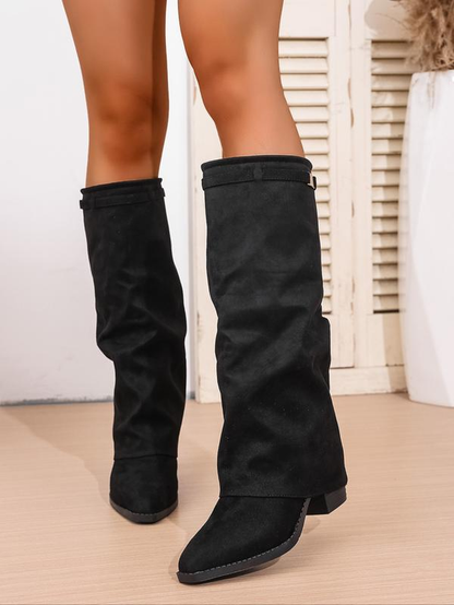 Margaux Noir Fold-over Boots